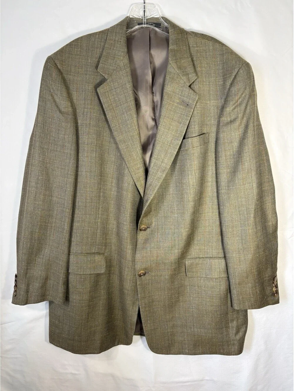 Vintage Hart Schaffner Marx Gold Trumpeter 43L Union Made USA Plaid Sport Coat